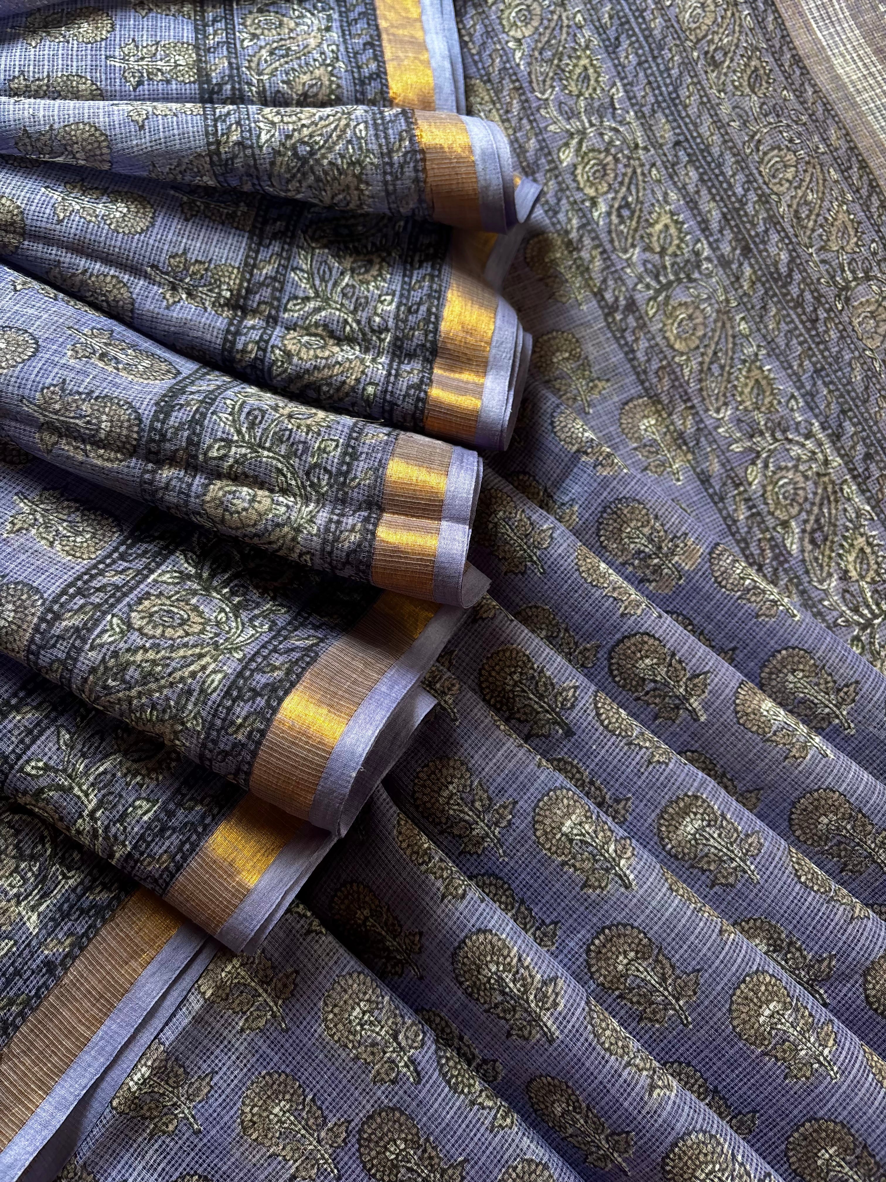Hand Block Printed Kota Doria Saree