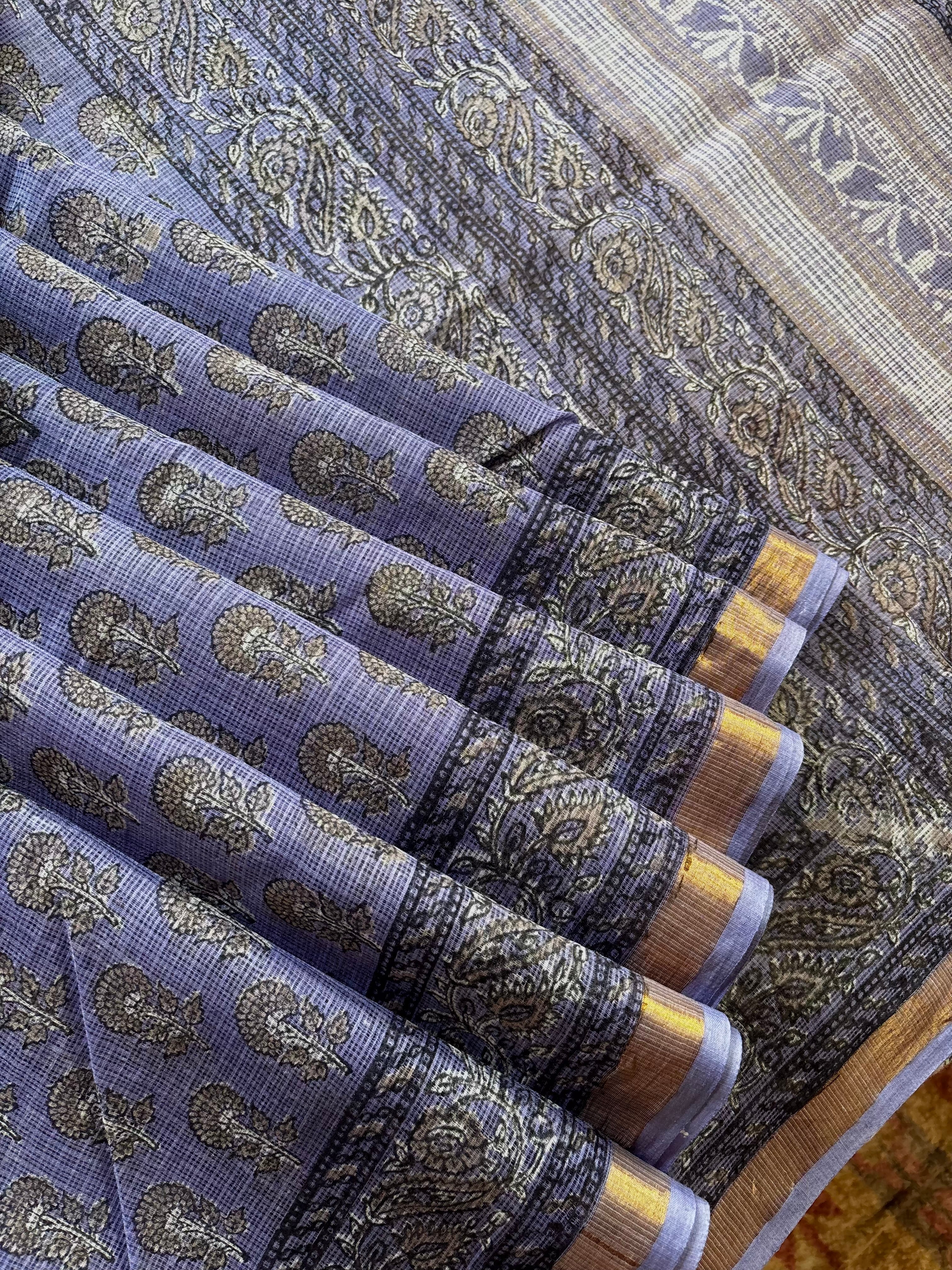 Hand Block Printed Kota Doria Saree