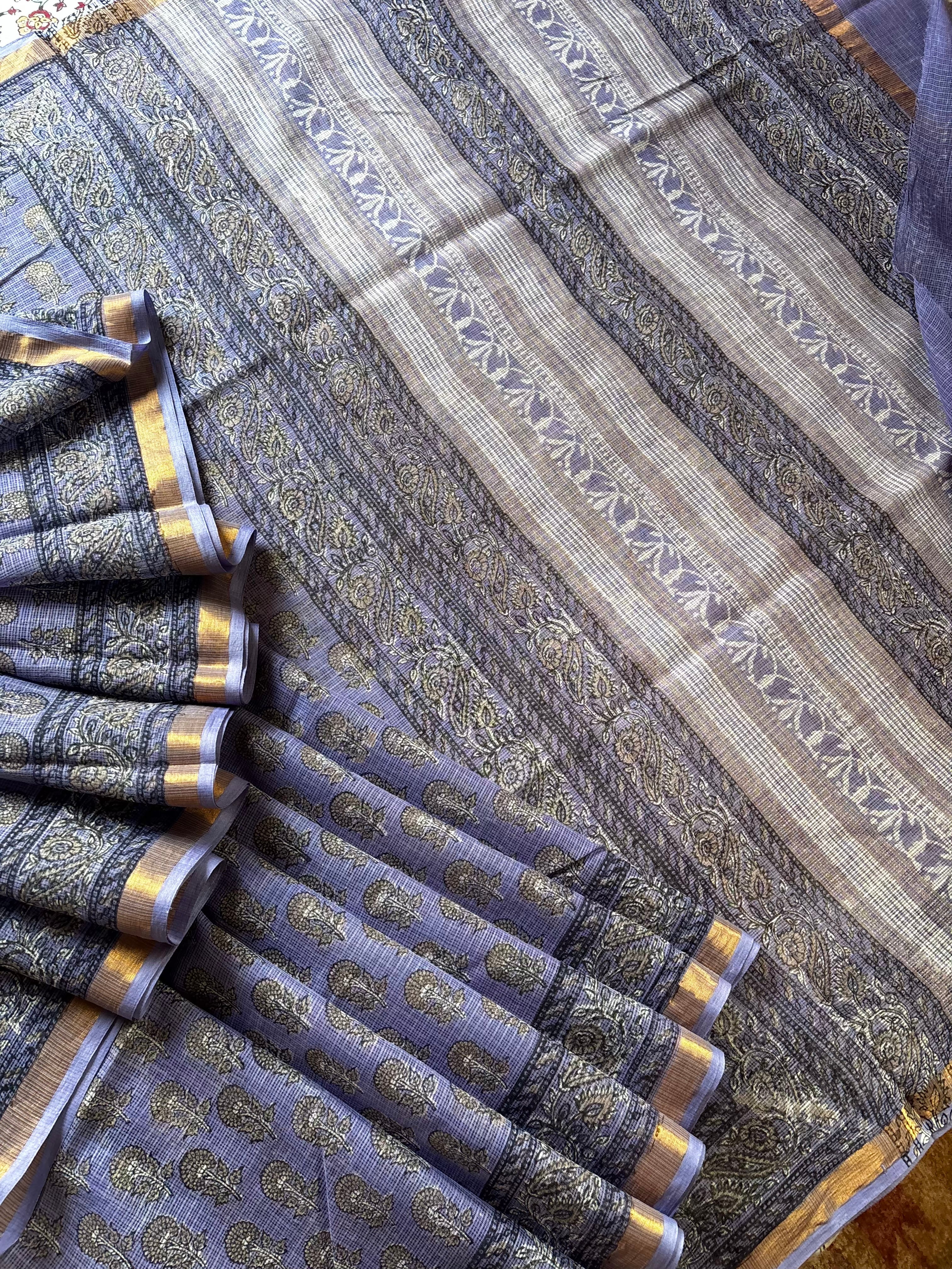 Hand Block Printed Kota Doria Saree