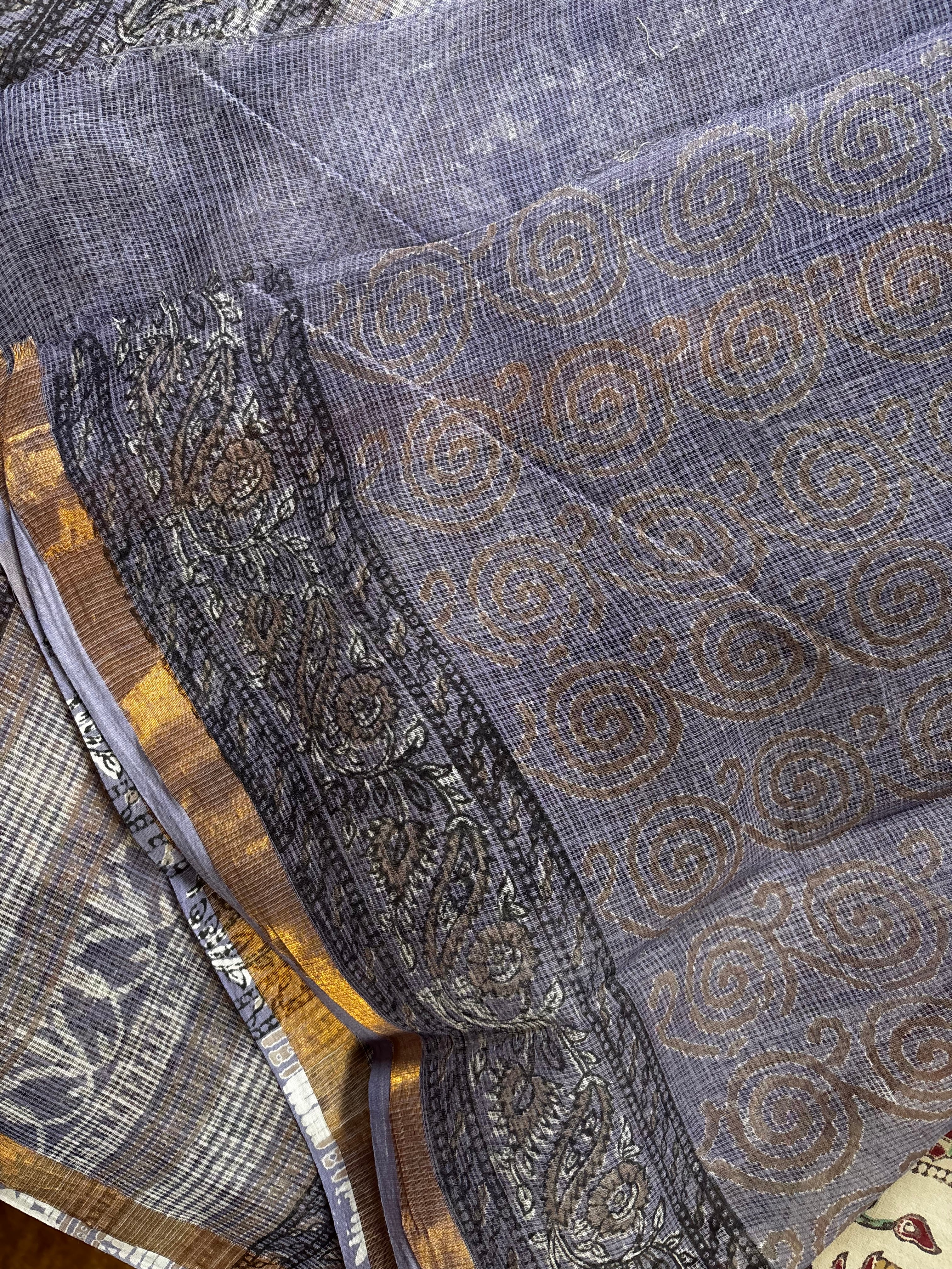 Hand Block Printed Kota Doria Saree