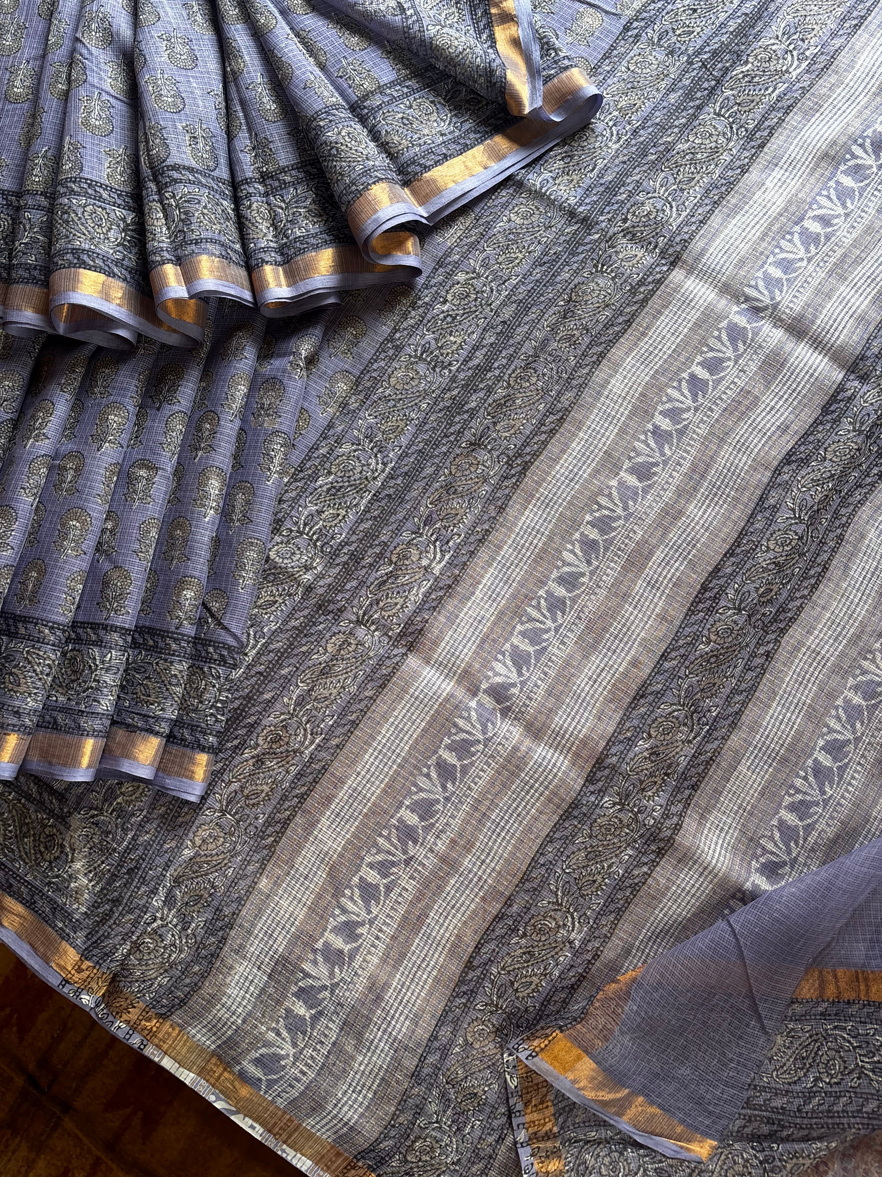 Hand Block Printed Kota Doria Saree