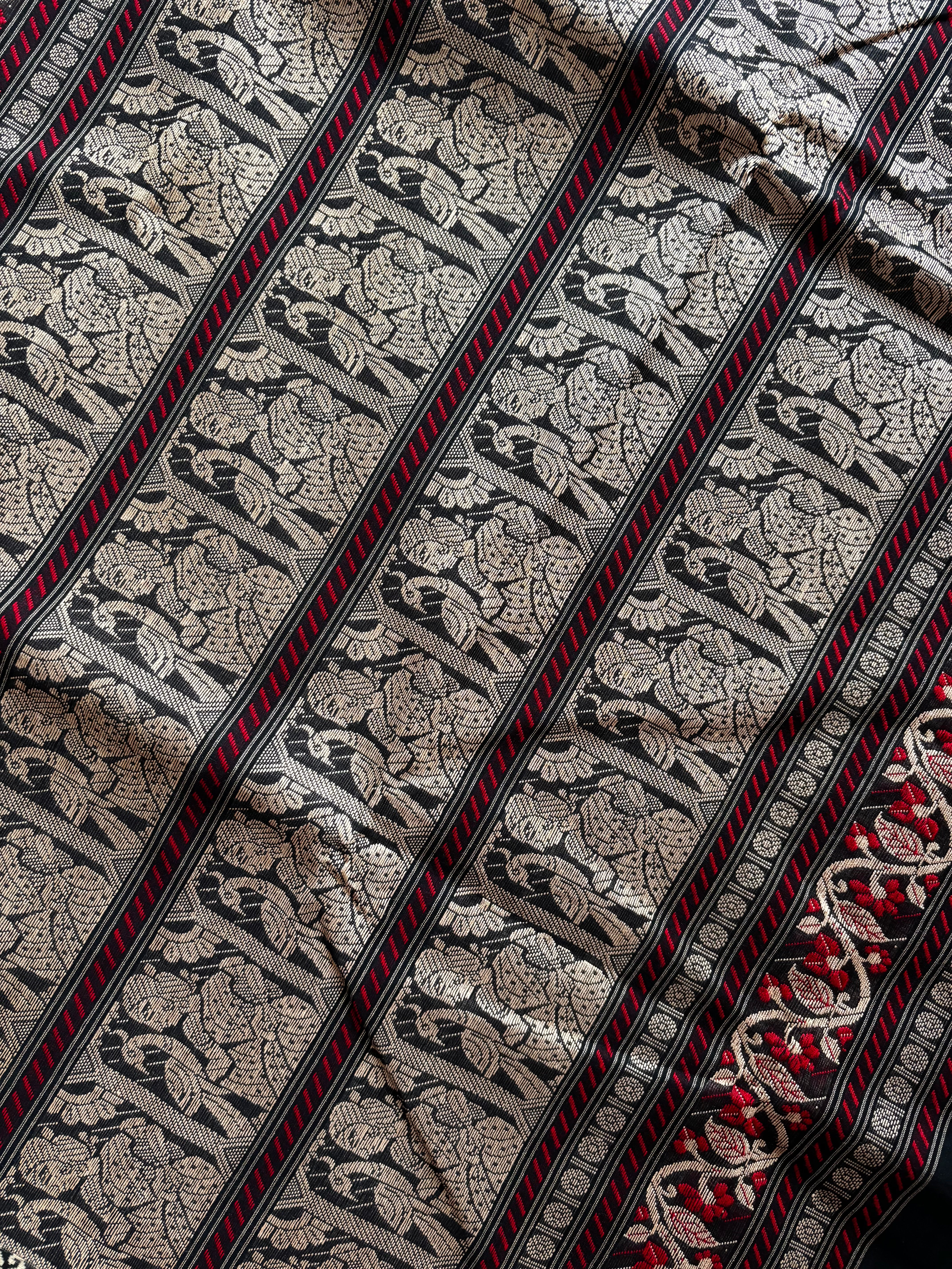 Handwoven Black Colour Cotton Baluchari Saree