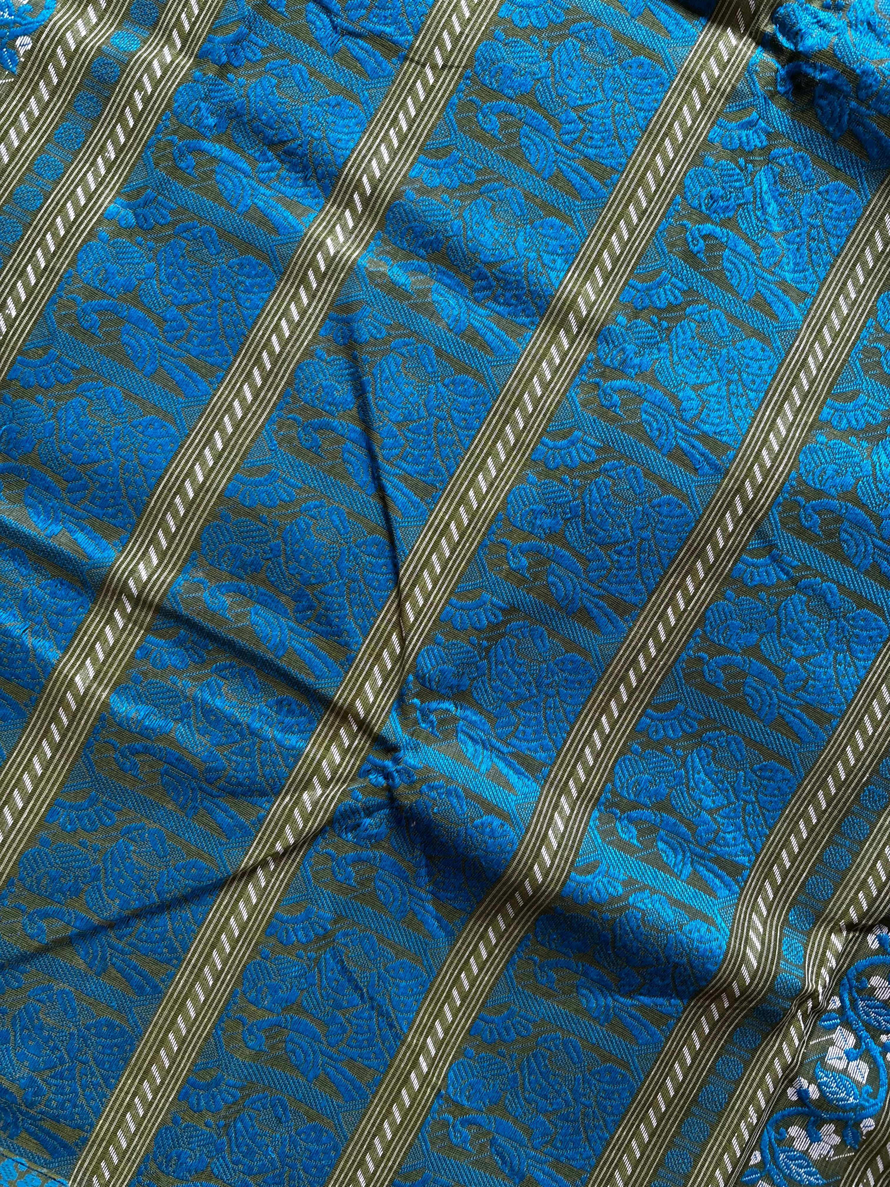 Handwoven Dark Hookers Green Colour Cotton Baluchari Saree