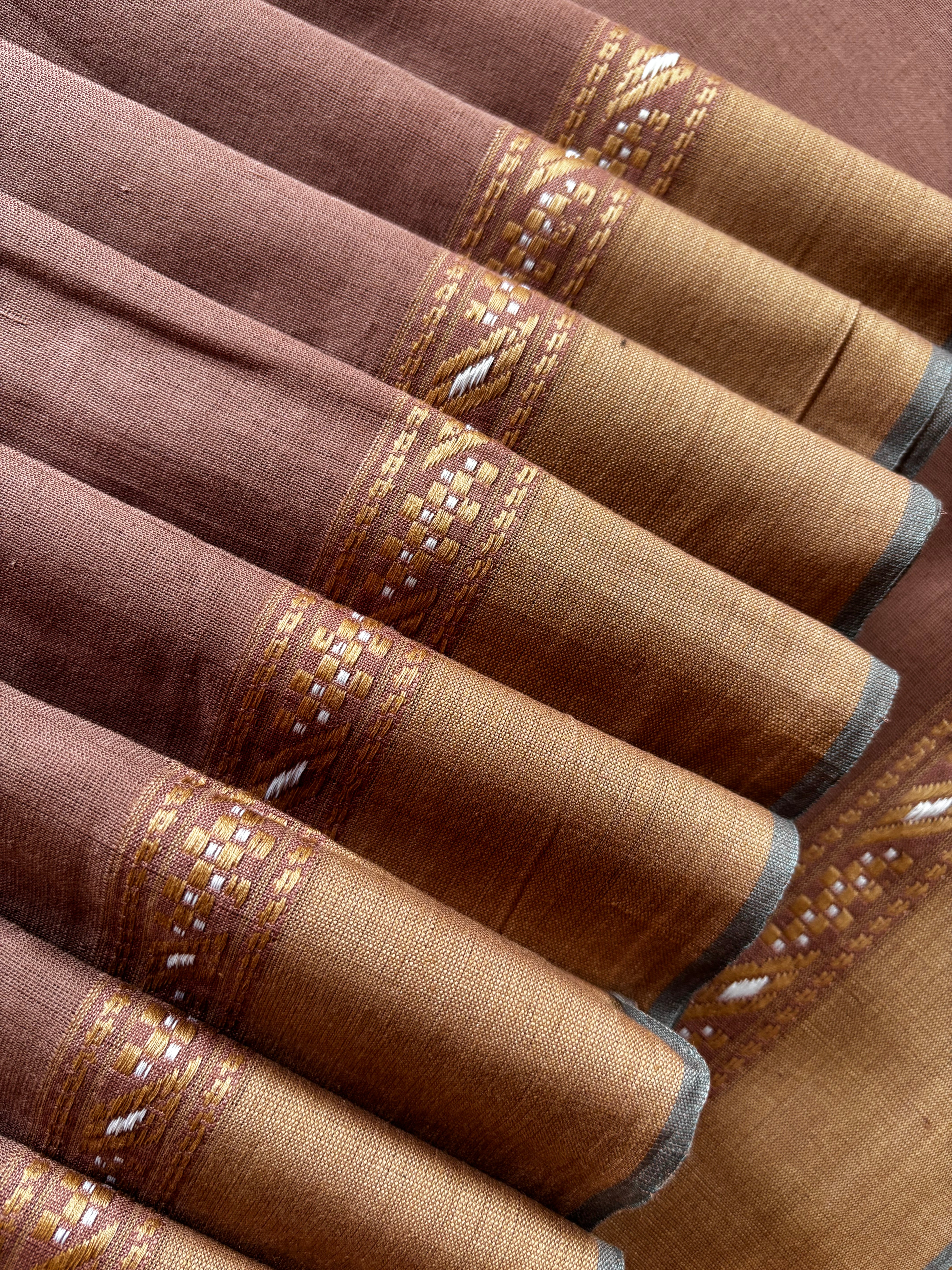 Handwoven Brown Phulia Cotton Saree