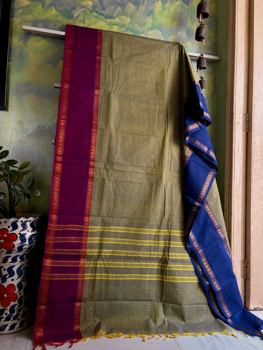 Handwoven Light Green Colour Kanchipuram Cotton Saree