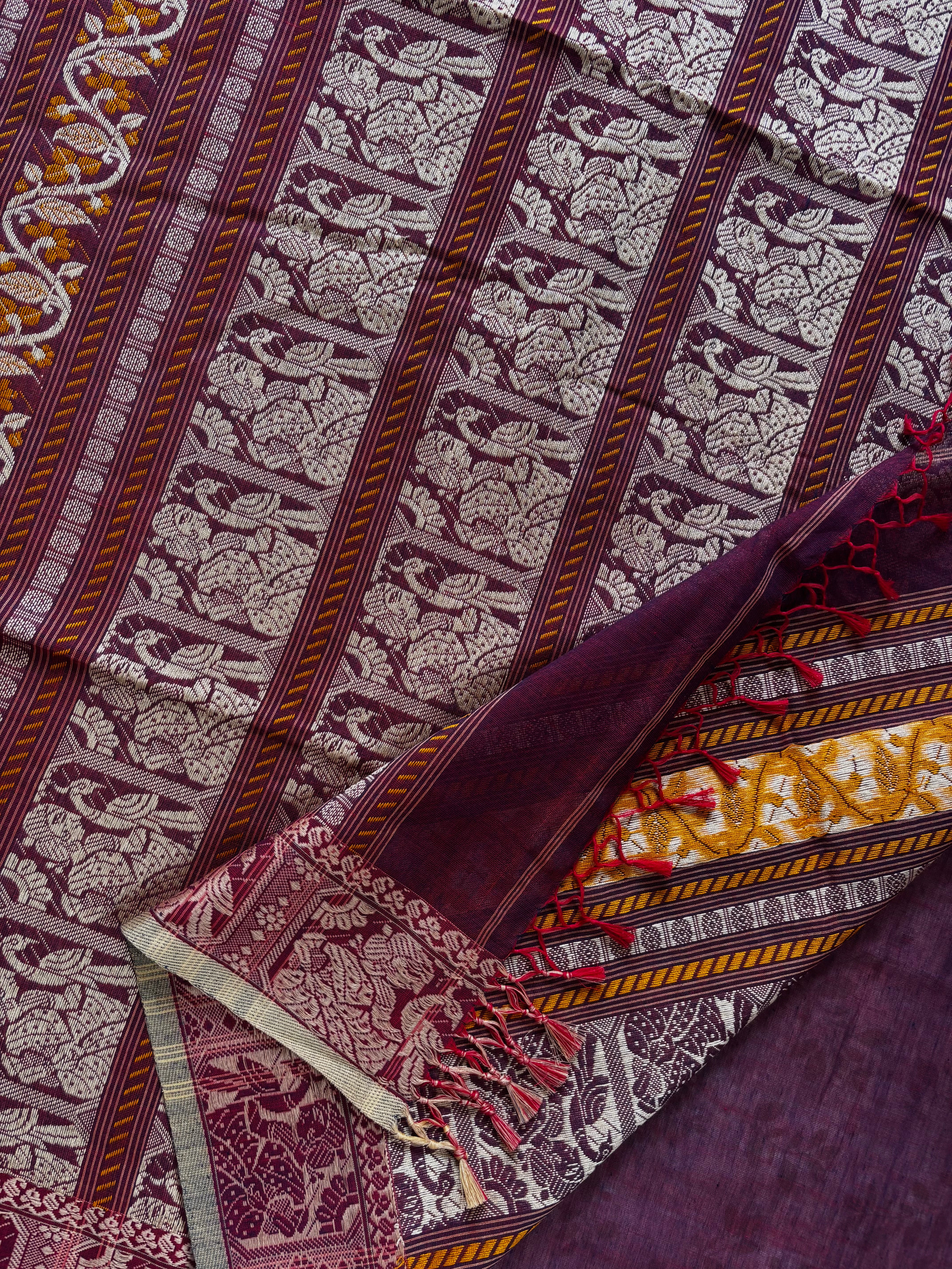 Handwoven Dual Toned Colour Cotton Baluchari Saree