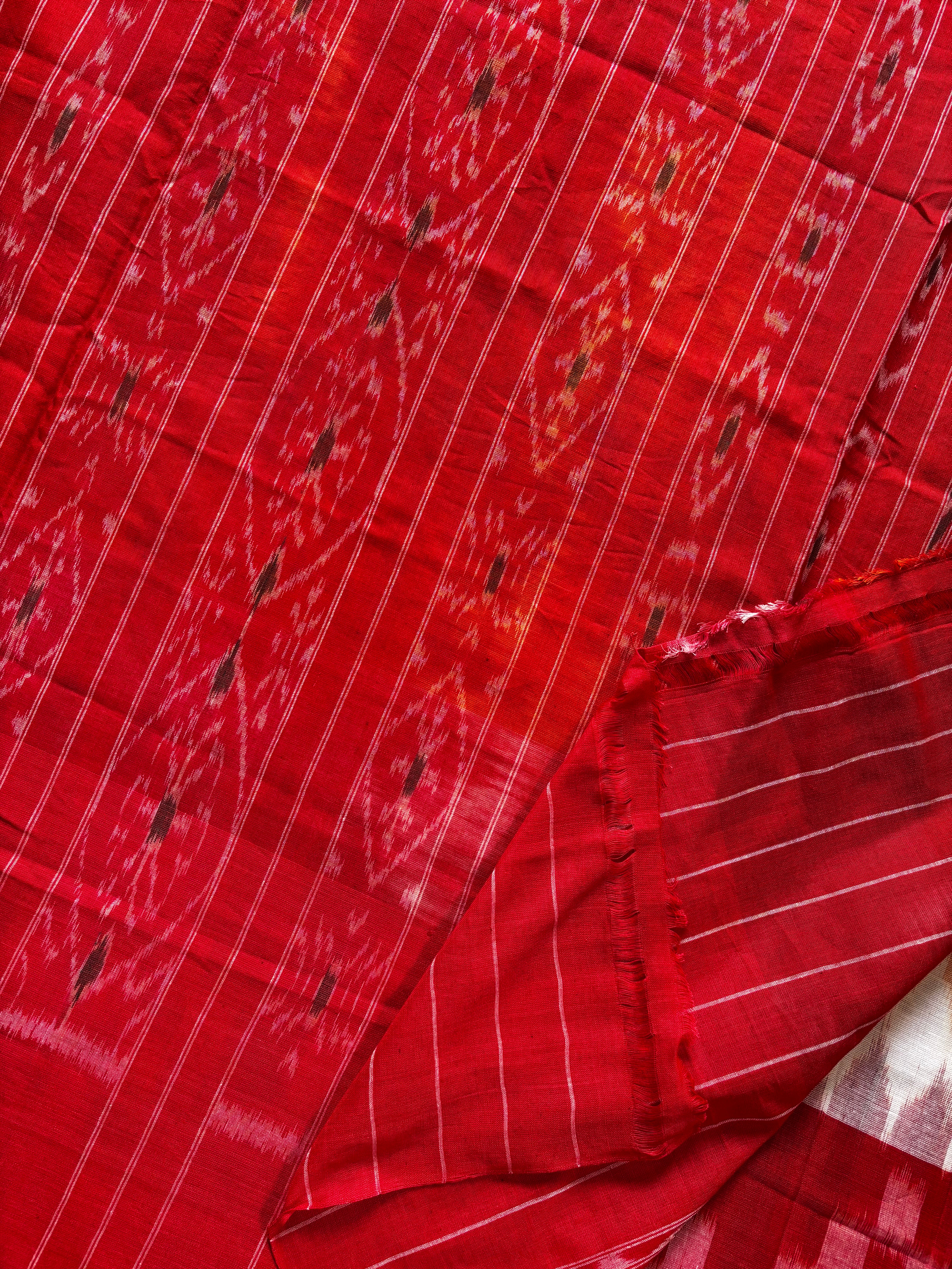 Handwoven Yellow Red Colour Odisha Cotton Ikkat Saree