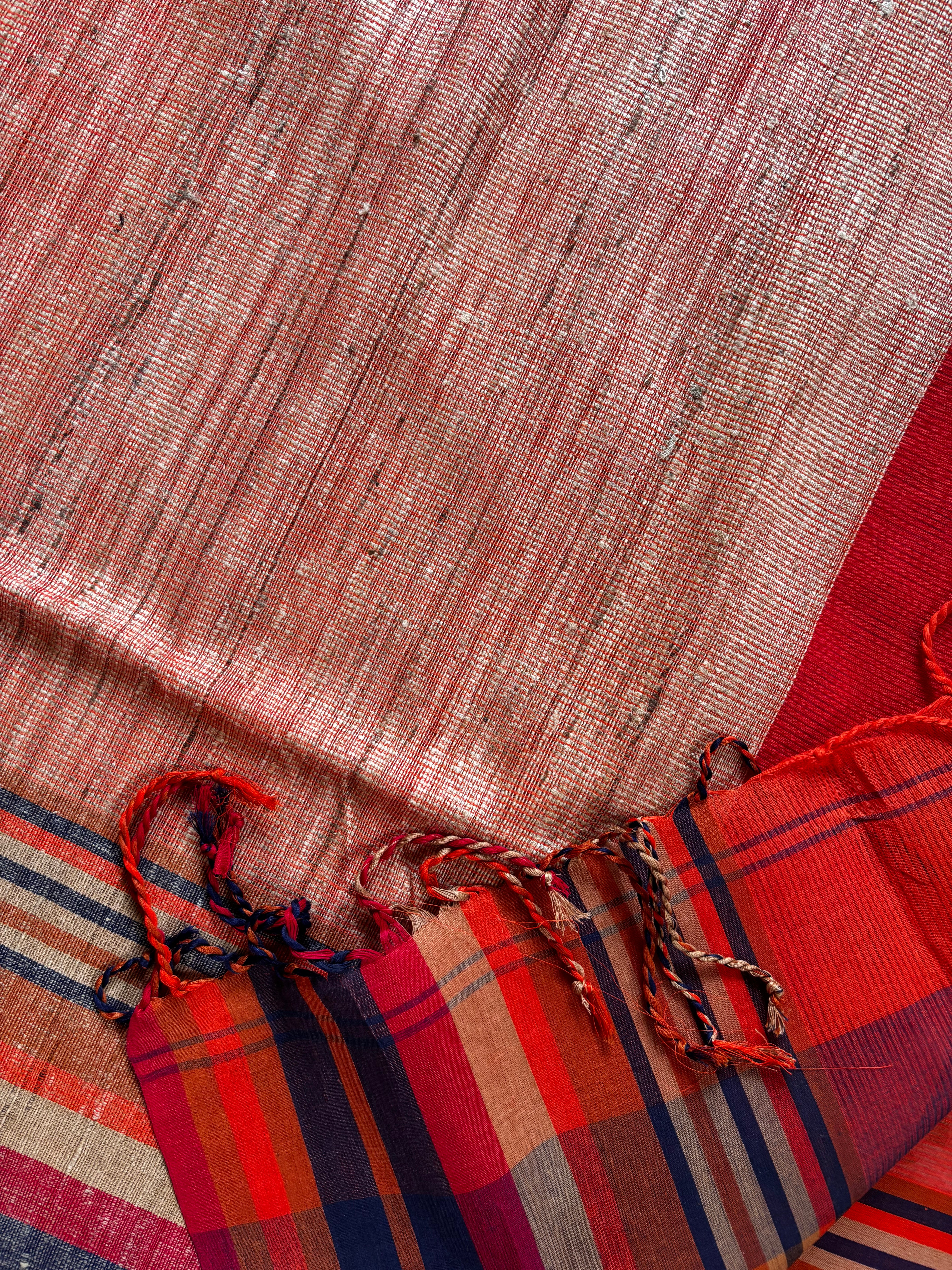 Handwoven Orange Colour Phulia Cotton Saree