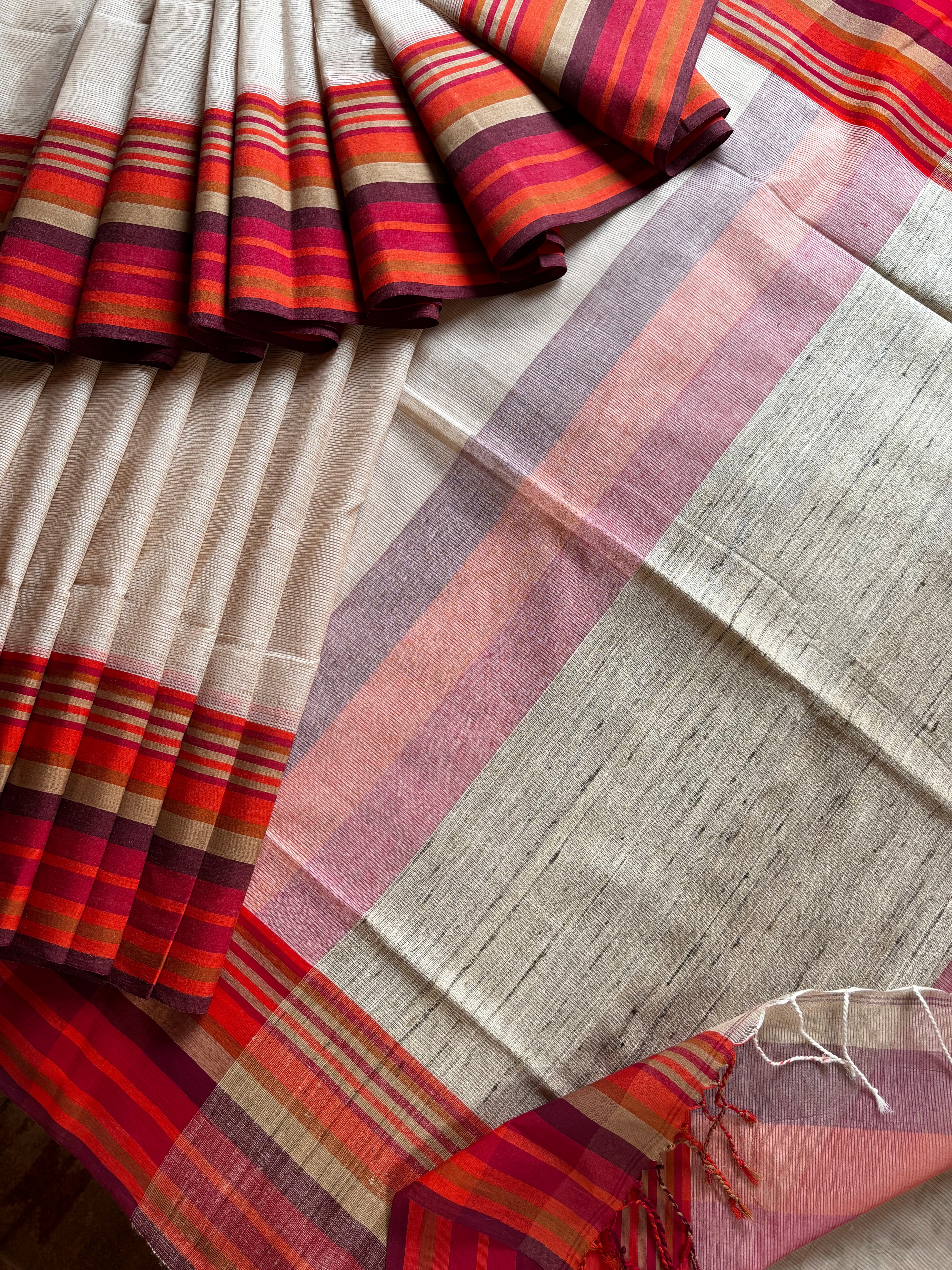 Handwoven Beige Colour Phulia Cotton Saree