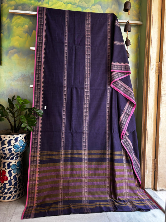 Handwoven Mauve Beige Pure Cotton Saree